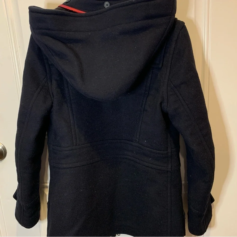 Barbour Vintage Buttermere Wool Toggle Hooded Duffle Coat Peacoat Size 6 - Picture 10 of 11